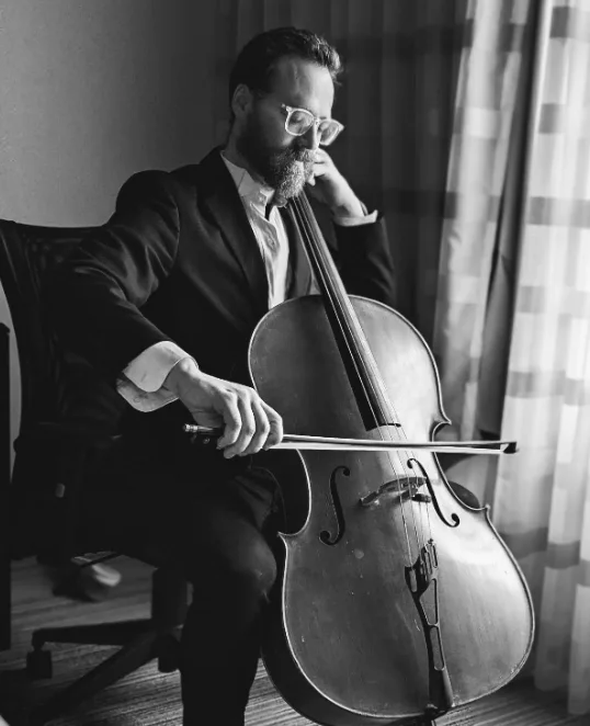 Joe Falconer playing cello